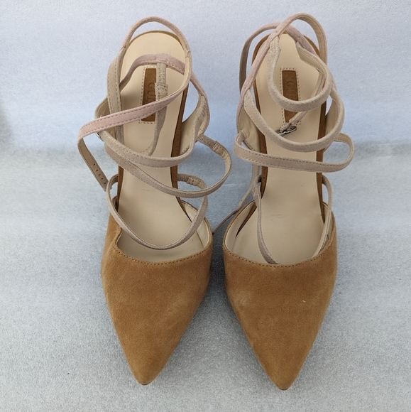 GUESS tan and pink suede heels size 8 - Picture 2 of 8